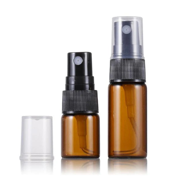 5ml 10ml 15ml 20ml Small Black Color Sprayer Fine Mist Empty clear Amber Round Perfume Bottles Glass Bottle Spray