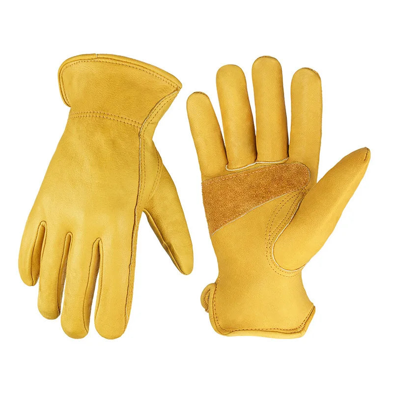 Premium TOMITOMO Reinforced Anti for Cut Resistant Waterproof Cotton Lining Cowhide Leather Palm Protection Winter Outdoor