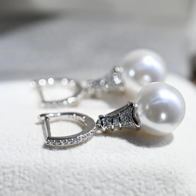 E2208 11-12mm DIY Natural Freshwater Pearl Charm Earrings Mounting Accessory 925 Sterling Silver Gold Plated  Jewelry for Women