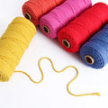 New Colorful 3mm & 4mm Twisted Macrame Cord 3 Strands Cotton Braided Finish for Shoes Bags Packaging and Garments