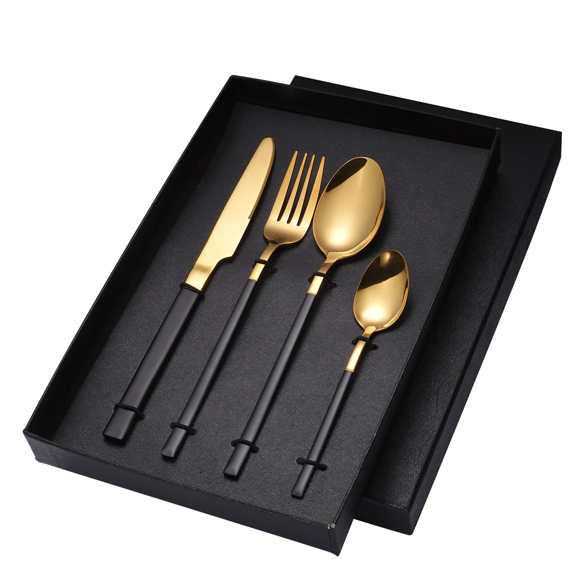 Black Gold Flatware Dining Set Restaurant Kitchen Wedding Forks Spoons Knives Polished Stainless Steel Cutlery Set