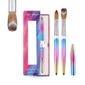 Custom Logo 100% Kolinsky Hair Nail Art Brush Colorful Metal Hand Crimped Round Kolinsky Nail Brush