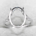 Sterling Silver 10*14mm Semi Mount Ring Empty Frame Blank Support Claws Setting S925 Base Holder Without Center Stone for Inlay