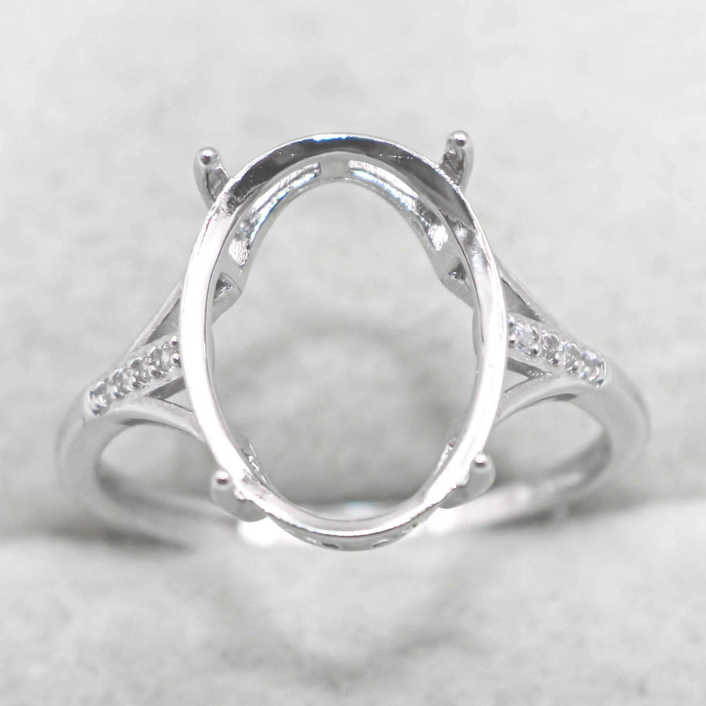 Sterling Silver 10*14mm Semi Mount Ring Empty Frame Blank Support Claws Setting S925 Base Holder Without Center Stone for Inlay