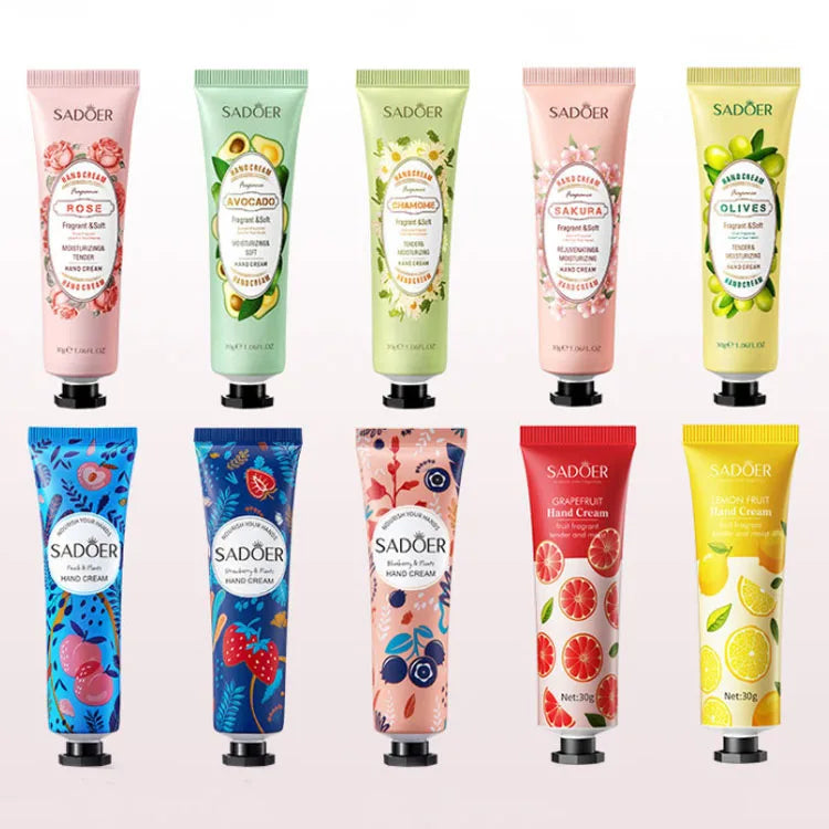SADOER 100% Organic Plant Extract Fragrance Moisturizing Nourishing Hand Cream Suit Nourishing OEM Hand Cream 30g