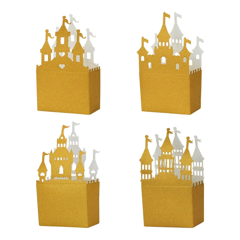 Princess Castle Party Decorations Recyclable Favor Boxes Glitter Baby Shower Wedding Supplies Candy Sugar Boxes Birthday Other
