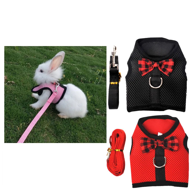 Rabbit Cat Leash Lead Vest Small Animals Mesh Cotton Hamster Guinea Pig Harness Leash Pet Strap