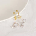 Joolim 925 Sterling Silver Hoop Earring Moon Star Earring Crystal Pave Mismatching Sterling Silver Earring Women Gift