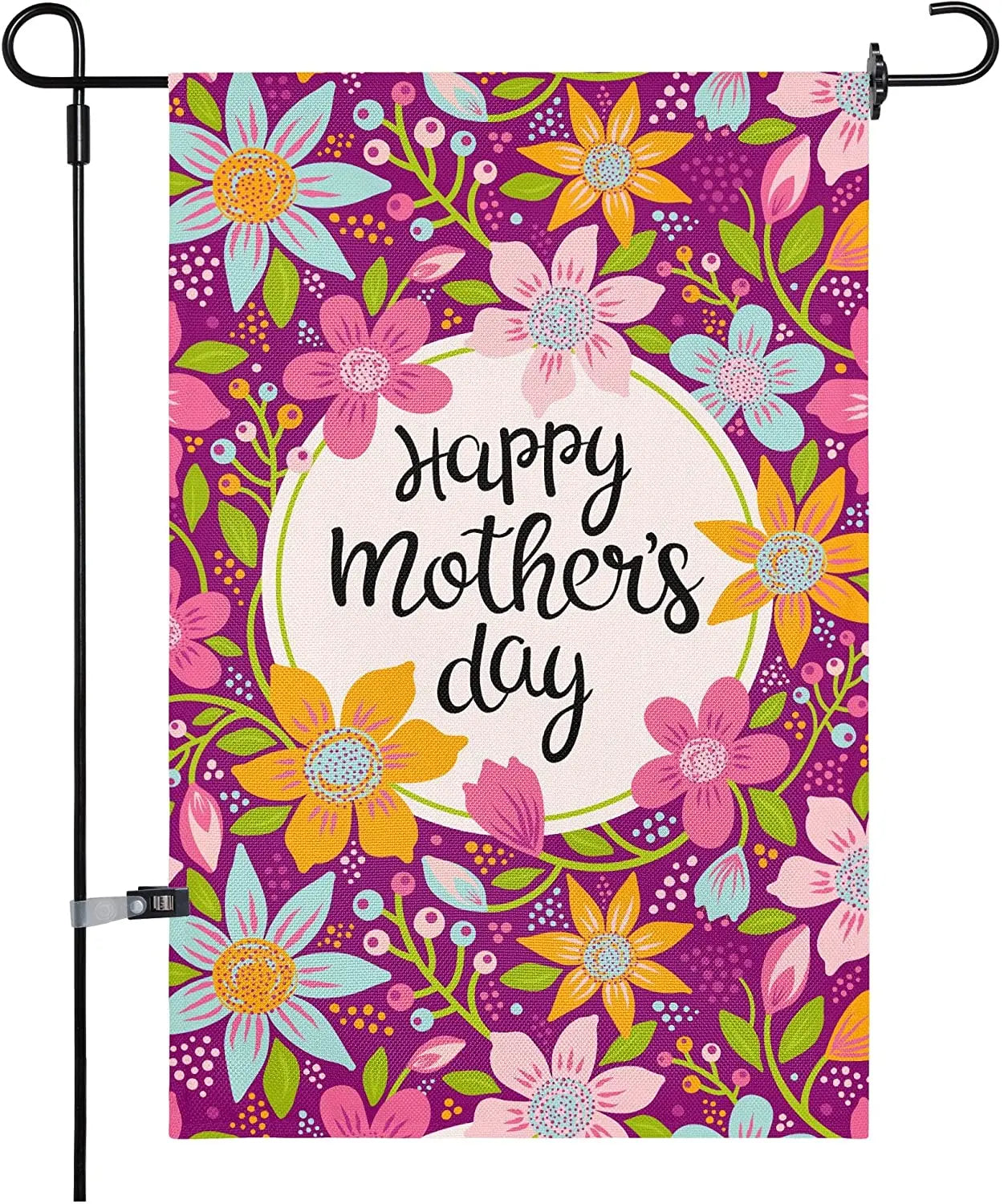 Custom 12x18 Inch Double Side Indoor Outdoor Decorative Happy Monther Day Floral Burlap Garden Flags