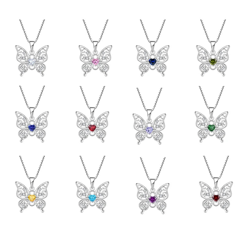 LULUFOCUS Wholesale 925 Sterling Silver Rhodium Plated Butterfly Pendant Necklace For Women