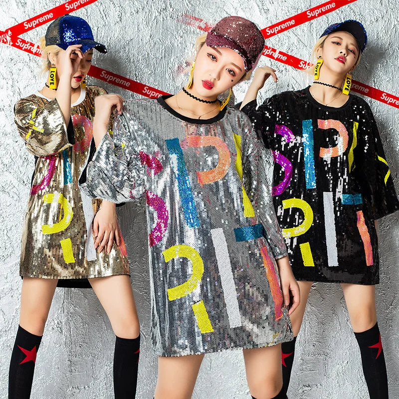 New Sequin Female Nightclub Female Ds -hop Costume Performing Sequin Hop Dance Adult Jazz Lead Costume