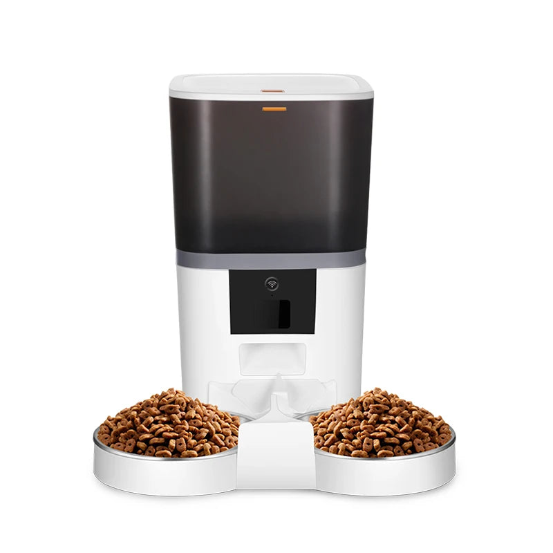 Automatic Cat Feeder with 2.4G WiFi APP Control Smart Pet Food Dispenser for Dry Food with Stainless Steel Bowl