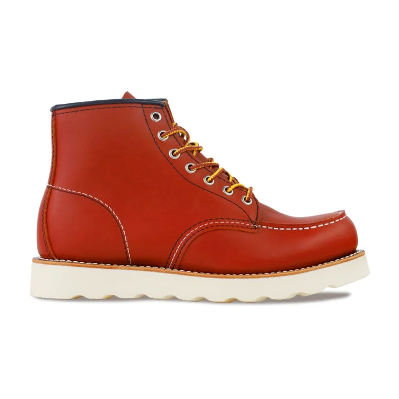 Goodyear Men's Genuine Leather Winter Ankle Boots Square Toe Desert Combat Boot Height Increasing Flat Lace-Up Closure Comfort