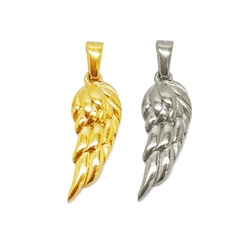 Streetwear Style Angel Wing Pendant Gold Feather Pendant Charm 18k Stainless Steel Jewelry Accessories for Women Men