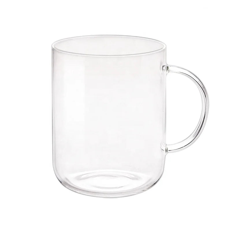INS Lightweight Hand Blown High Borosilicate Office Glass Water Tea Cup with Handle