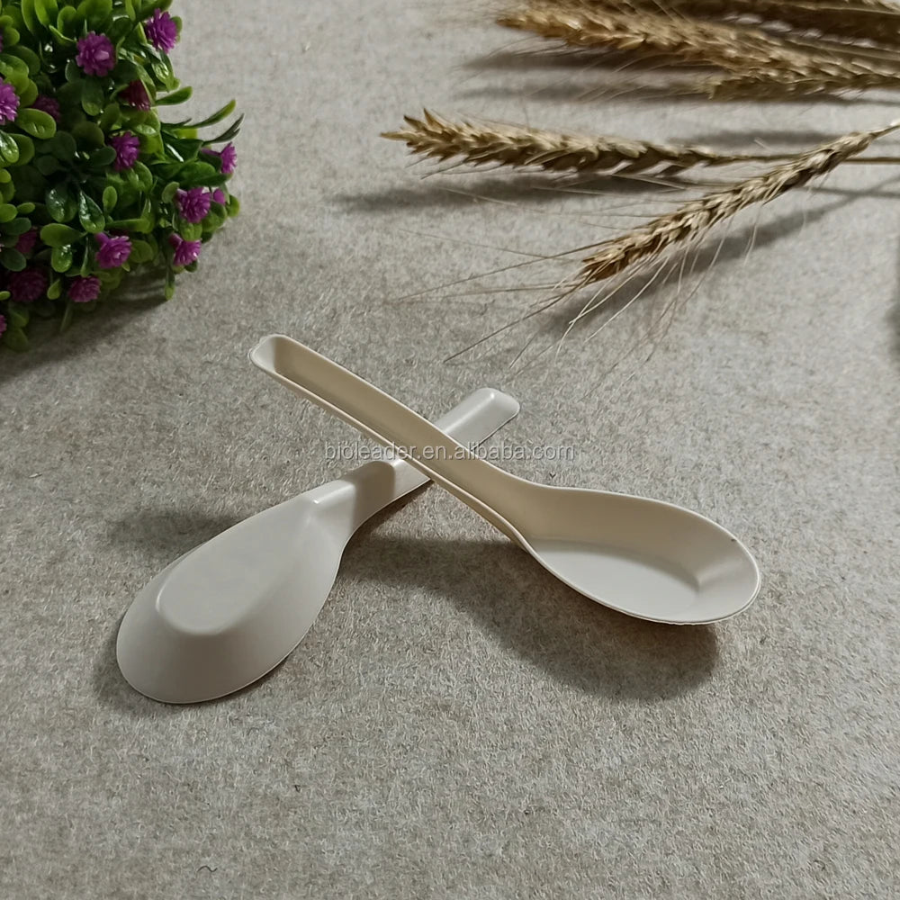 Eco-Friendly Biodegradable Disposable Cornstarch Chinese Spoons for Parties and Food Serving