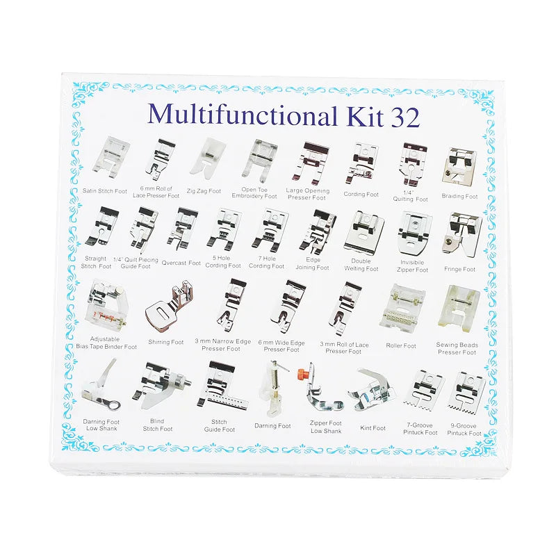 32pcs/Set Multifunctional Sewing Accessories Hardcover Presser Foot Set Household Sewing Machine Presser Foot Braiding