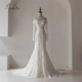 Ruolai QW01863 Sweep Train Lace up Back Sweetheart Neckline Off Shoulder Long Sleeves Mermaid Wedding Dresses for Bride