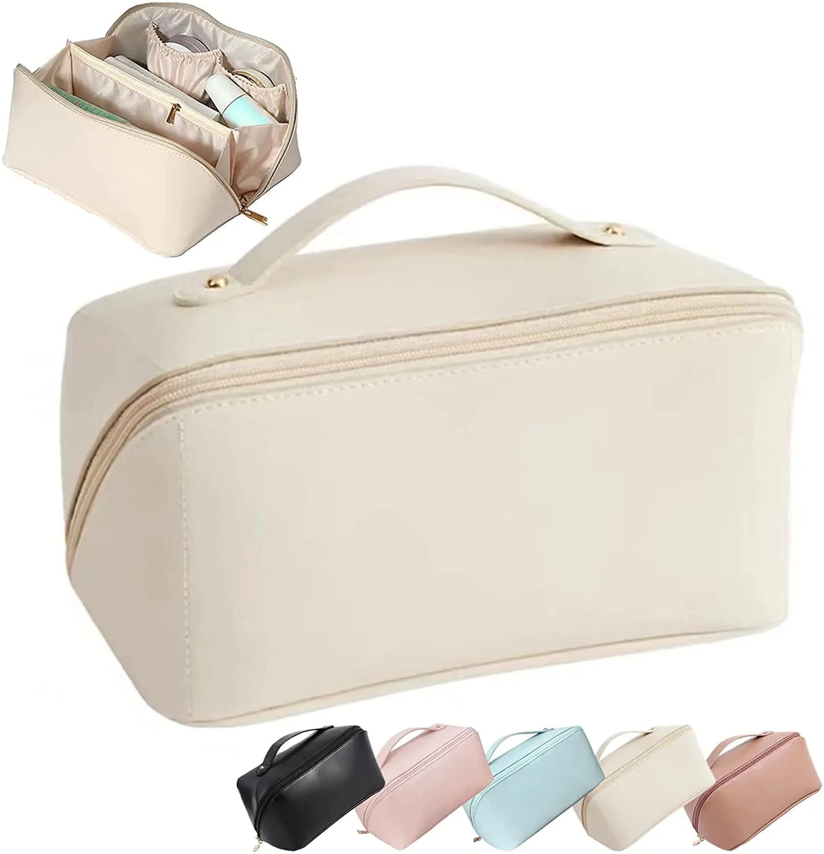 New Fashion Portable PU Leather Cosmetic Bag Female Makeup Bag Organizer Travel Toiletry Bag