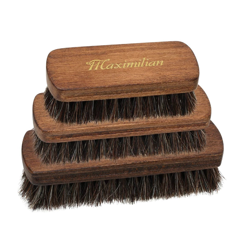 Factory Wholesale Custom Logo Premium Wooden Horse Hair Shoe Shine Brush Sneaker Shoe Cleaning Brush