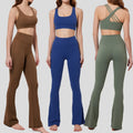 Custom LOGO GYM Fitness Sport Wear Workout Women Yoga Flares Pants Leggings Yoga Set for Women Girls
