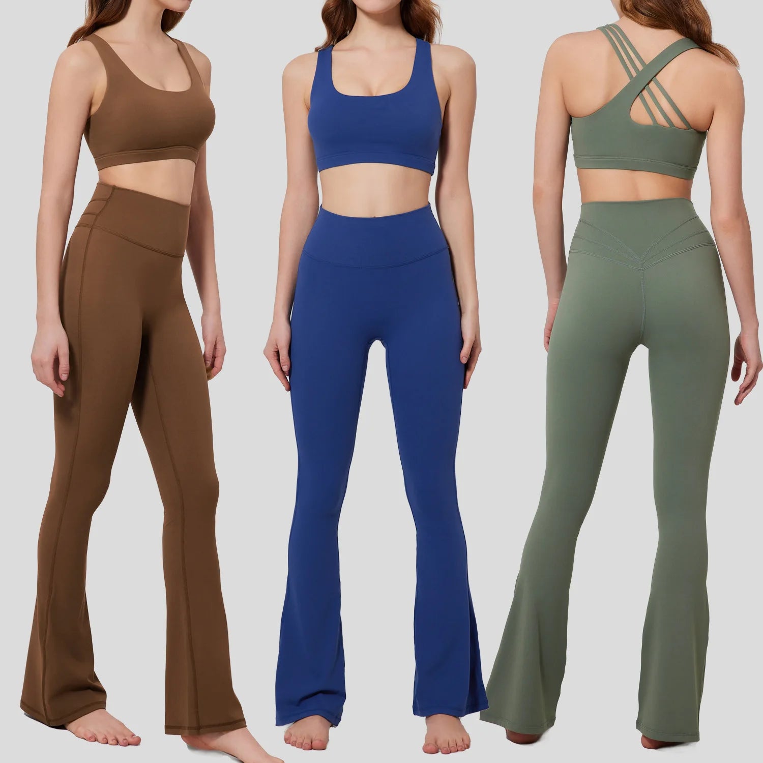 Custom LOGO GYM Fitness Sport Wear Workout Women Yoga Flares Pants Leggings Yoga Set for Women Girls