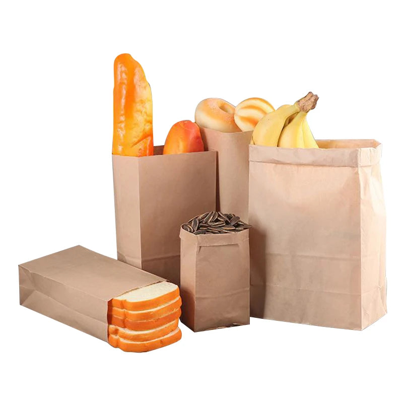 Custom Paper Bag Packaging With Logo Print Cheap Washable Bread Sandwich Supermarket Shopping White Papers Kraft Bagged