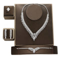Ready Stock Simple Design Silver Evening Dinner Jewelry Set Copper Cubic Zirconia Bridal Party Jewelry Set for Women BN8170