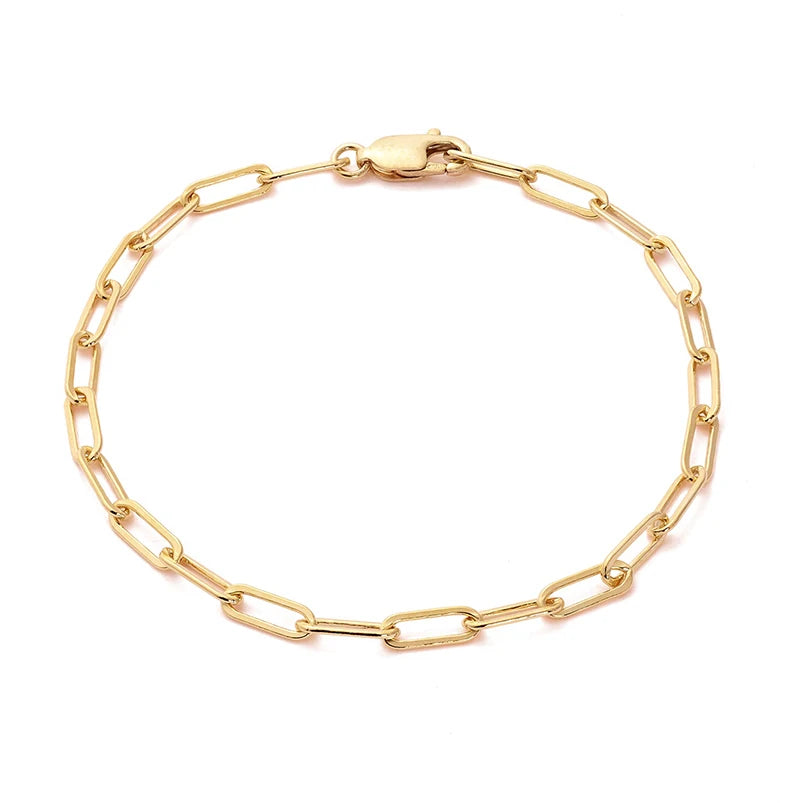 Gemnel Wholesale Minimalist 925 Silver 18k Gold Plated Paperclip Chain Women Bracelet