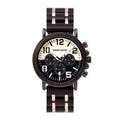 Black Sandal Wood Watch Quartz Chrono Men Wristwatch Multifunctional Stop Watch