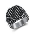 Retro Punk Exaggerated Heart Square Shape Convex Dots Circular Ring Casting Personality Hip-hop Ring