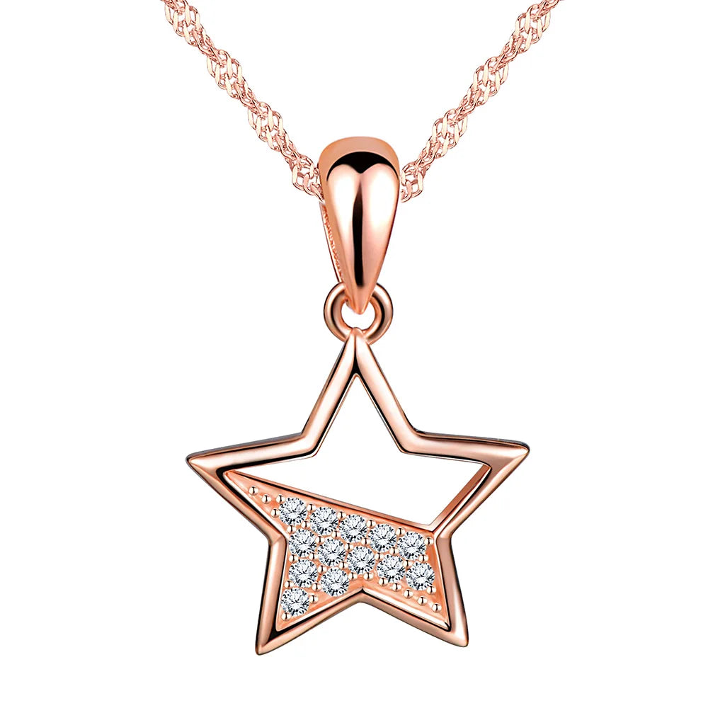Semi Hollow Gem Star S925 Sterling Silver Pendant Necklace for Women Custom Necklace Pendant logo