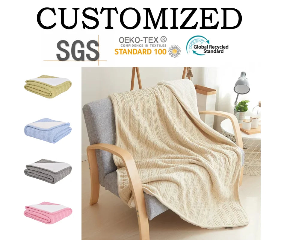 Thickened Fleece Cable Knit Blanket Office Nap Blanket Throw Blanket Shawl Leisure Blanket