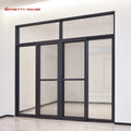 3-rail Aluminium Balcony Patio Sliding Doors for Villa Hotel House Home Above Fixed Glass With Screen