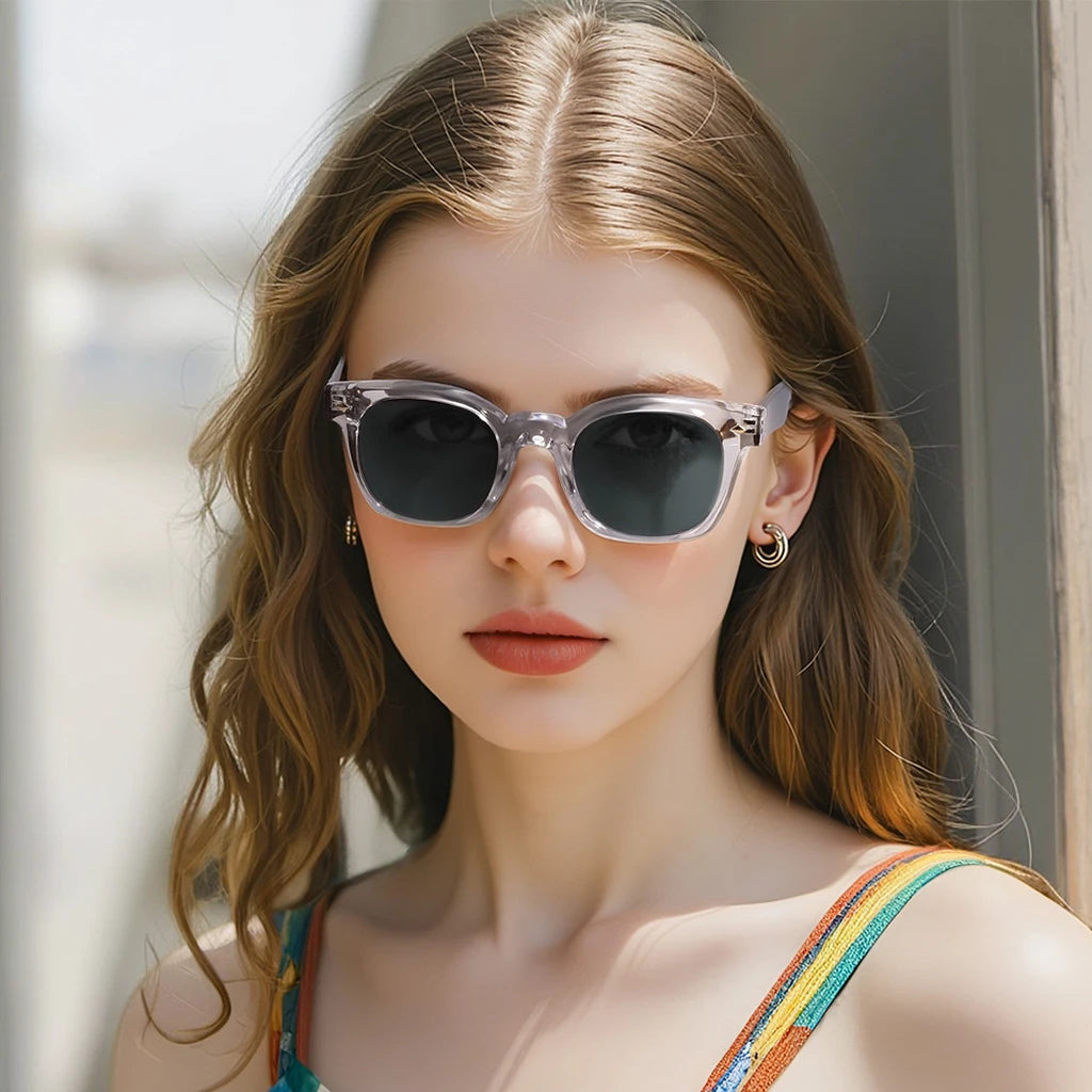 High-Grade Blue Polarized Sunglasses Men Women New Trendy Ferrule Leg Glasses Anti-Ultraviolet Feature Black TR90 Logo Lens