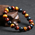 Wholesale Braided Men Women 8mm Natural Energy Tiger Eye Stone Bracelet