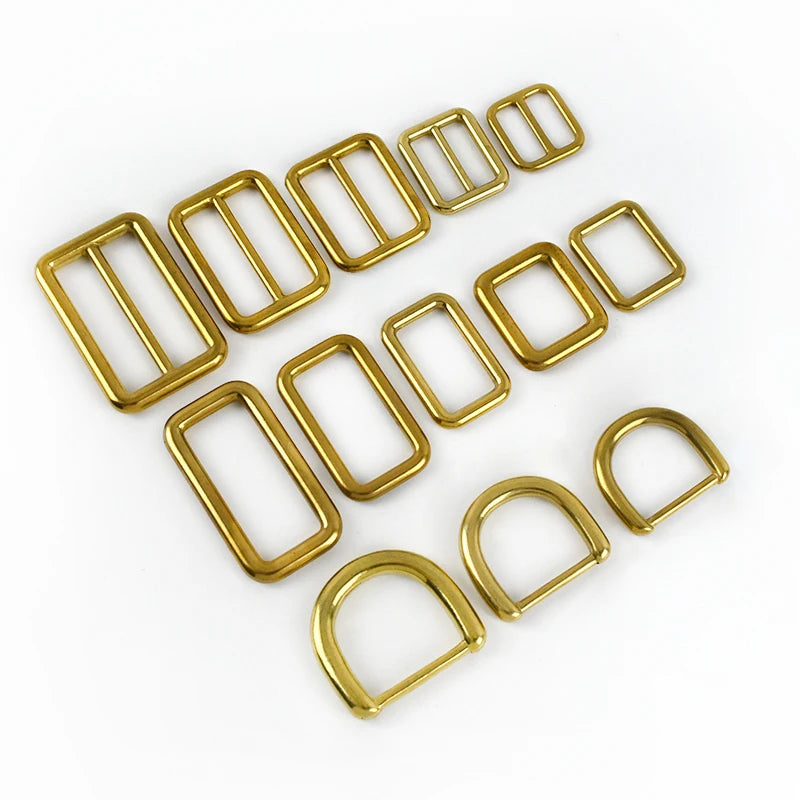 Meetee BF163 Solid Brass Seamless Square Ring Handbag Strap Accessories Bag Webbing Adjustment D Ring Three Sliding Buckle