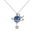 Rainbowking Female Fashion Necklace S925 Silver Collarbone Chain Hot Inlaid Zirconia Star Globe Moon Europe America Wind Style