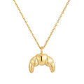 Wholesale 14K Gold Plated Stainless Steel Jewelry Mini Striped Ox Horns Pendant Statement for Women Accessories Necklace P243453