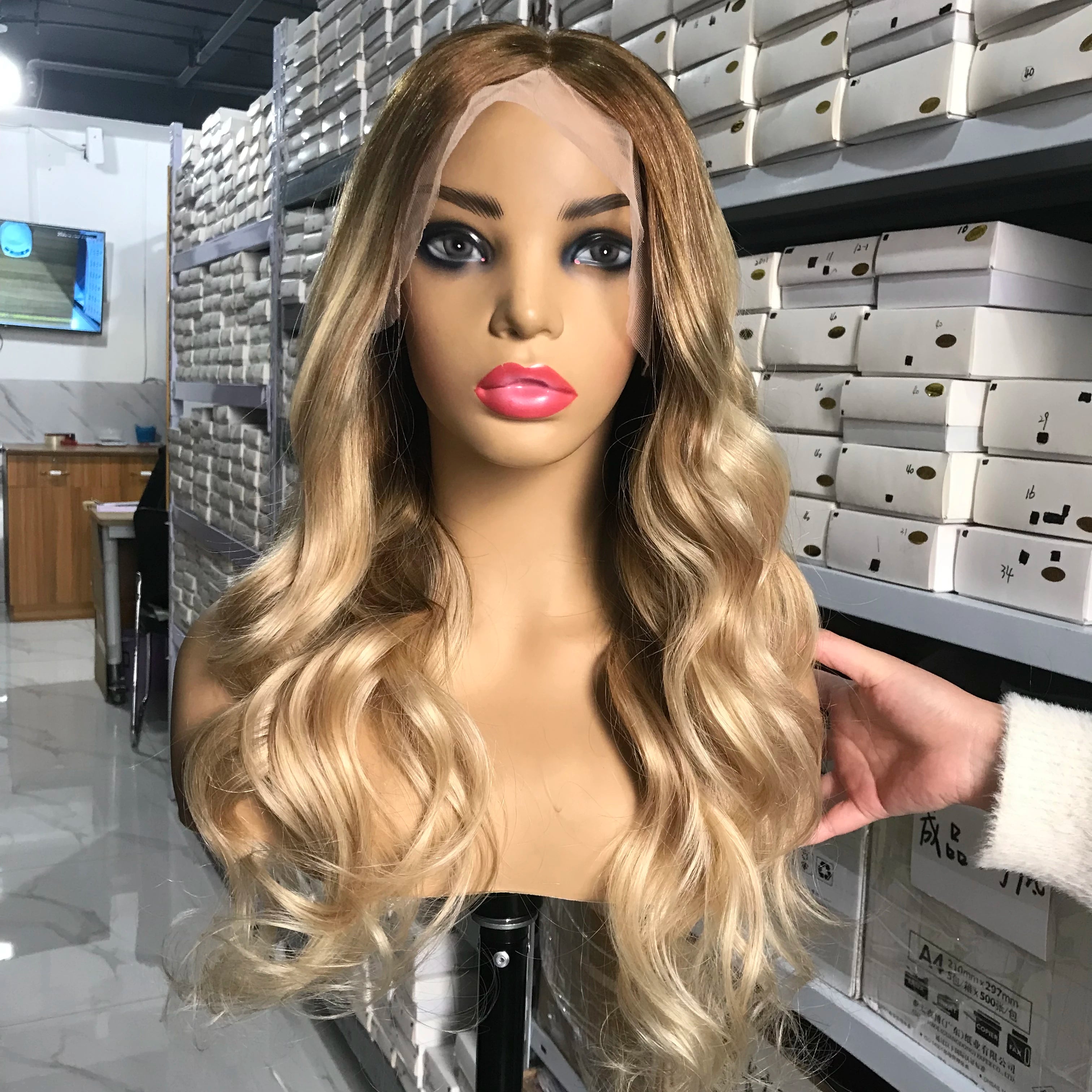 Cuticle Aligned Highlights Brown Color Dark Hair Root Transparent Lace Wig European Human Hair Wig HD Lace Front Wigs