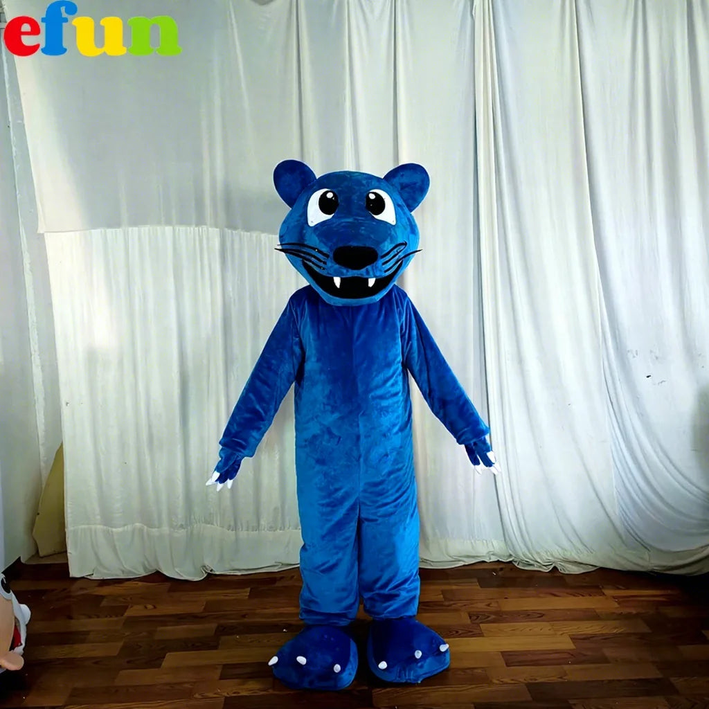 Funtoys Adult Popular Leopard Mascot Costume Custom Made Blue Cat Mascots Costume for Party