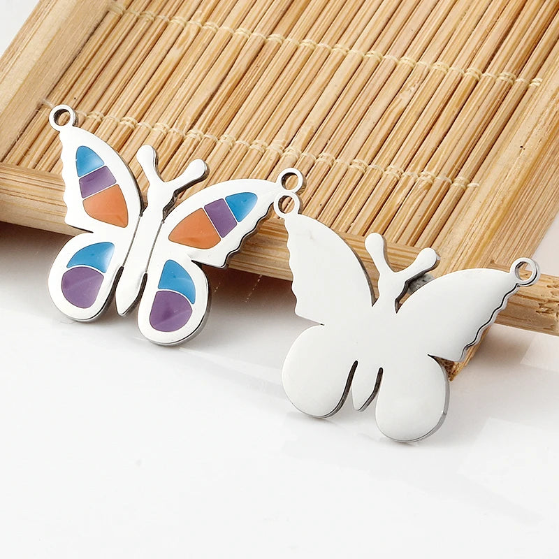 Low MOQ Stainless Steel Butterfly Pendant Charm High-Polished for DIY Jewelry Making Components Findings