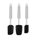 Low MOQ Set of 3 Silicone Spatula Food Grade Kitchen Tools Stainless Steel Handle Pastry Scraper for Baking