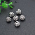 Flourishbeads Gold Plated Rhodium Plated Micro Pave Zircon Round Ball Spacer Beads
