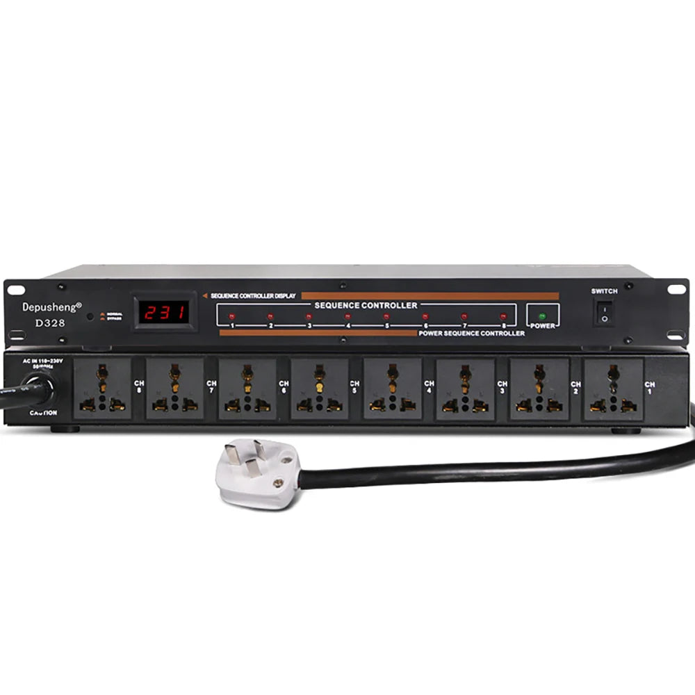 Depusheng D328 Wholesale 8 Channel DJ  Sound System Power Sequence Controller with Display for Concert KTV