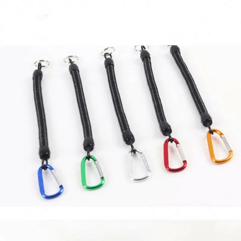 Fishing Lanyard Outdoor 18CM Tactical Retractable Spring Elastic Rope Security Gear Tool Hiking Camping Anti-lost Phone Keychain