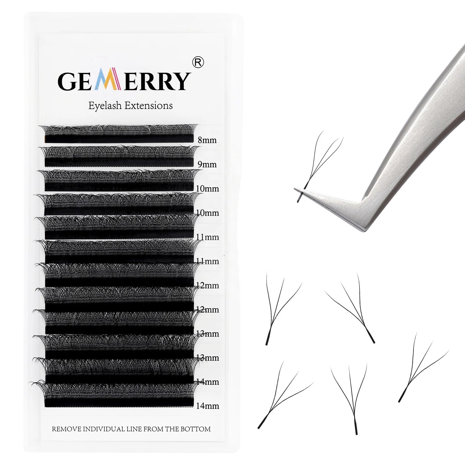 Gemerry Yy Lash Extension 8-17mm Y Shape Mink Eyelash Extension Supplies Natural Black Color Y Lash Eyelash Extention Trays
