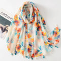 New Arrival Soft Pink Flower Print Cotton Scarves Shawls for Women Hijabs Long Large Beach Towel Scarf Cover up for Summer