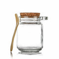 Wholesale 8oz 250ml clear Glass Storage Jars with Wooden Spoon Cork Lids for Food Packaging