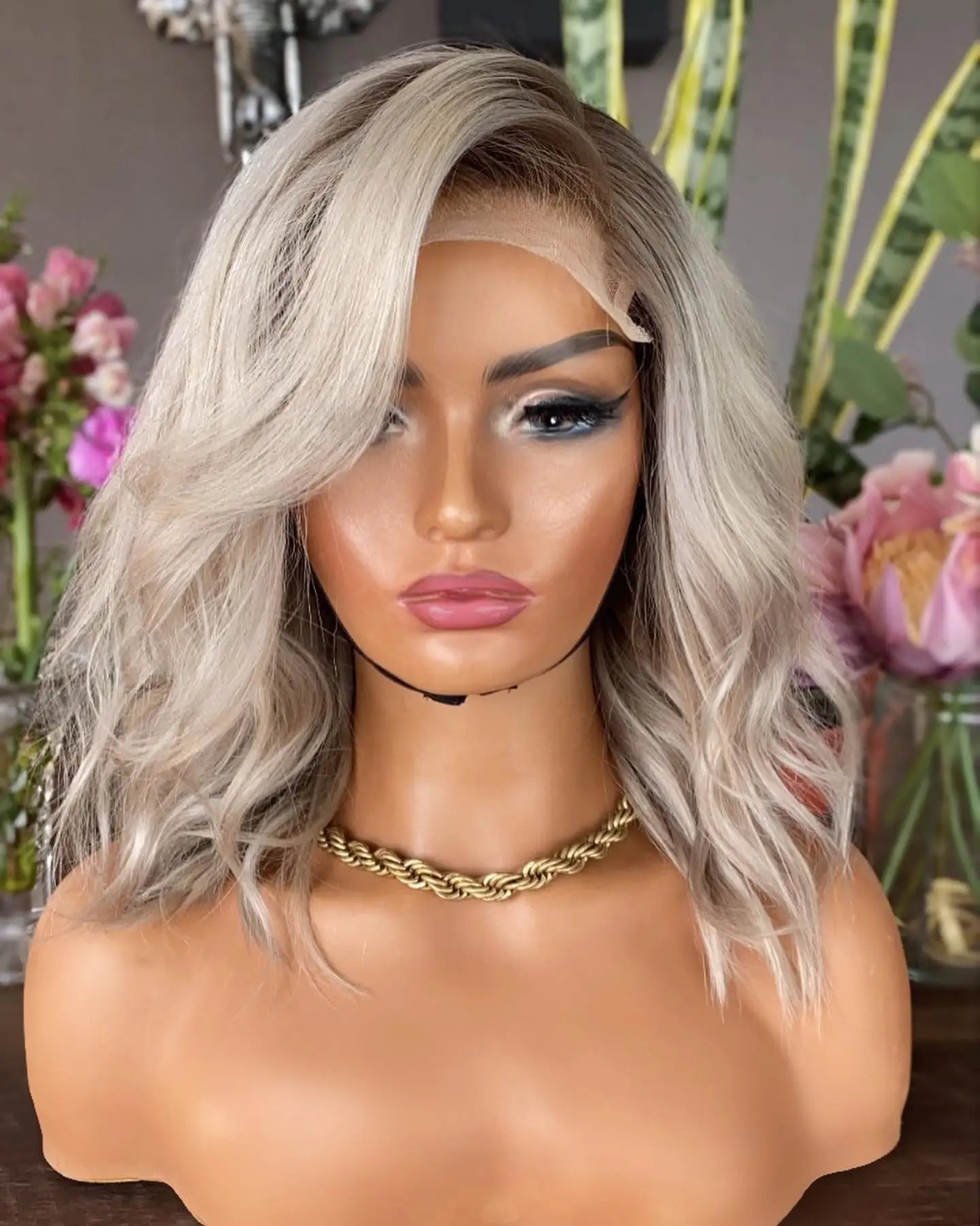 Lace Frontal Wig Ombre Ash Blonde Bob Cuticle Aligned Human Hair Lace Front Wigs With Baby Hair